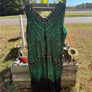 Elegant Green Beaded Dress